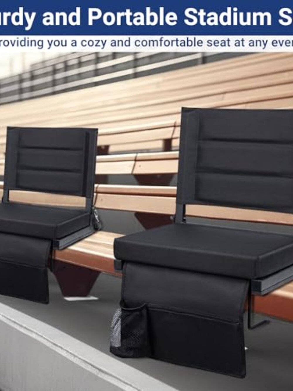 Stadium Seat Bleacher Chair with Padded Back Support and Shoulder Strap - Picture 5 of 6